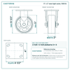 5 x 2 in steel rigid caster reference drawing, side, front and top plate views with dimensions