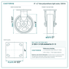 6 x 2 in blue polyurethane rigid caster reference drawing, side, front and top plate views with dimensions