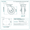 5 x 2 in orange polyurethane swivel caster reference drawing, side, front and top plate views with dimensions