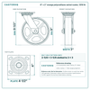 8 x 2 in orange polyurethane swivel caster reference drawing, side, front and top plate views with dimensions