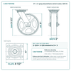8 x 2 in gray polyurethane swivel caster reference drawing, side, front and top plate views with dimensions