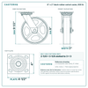 8 x 2 in black rubber swivel caster reference drawing, side, front and top plate views with dimensions