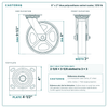 8 x 2 in blue polyurethane swivel caster reference drawing, side, front and top plate views with dimensions