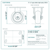 5 x 2 in gray rubber rigid caster reference drawing, side, front and top plate views with dimensions