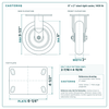 8 x 2 in steel rigid caster reference drawing, side, front and top plate views with dimensions
