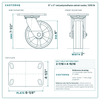 6 x 2 in red polyurethane swivel caster reference drawing, side, front and top plate views with dimensions