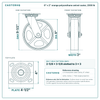 8 x 2 in orange polyurethane swivel caster reference drawing, side, front and top plate views with dimensions