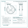 8 x 2 in red polyurethane swivel caster reference drawing, side, front and top plate views with dimensions