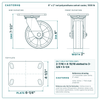 6 x 2 in red polyurethane swivel caster reference drawing, side, front and top plate views with dimensions