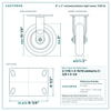 8 x 2 in red polyurethane rigid caster reference drawing, side, front and top plate views with dimensions