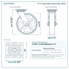 8 x 2 in gray rubber swivel caster reference drawing, side, front and top plate views with dimensions