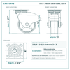 5 x 2 in phenolic swivel caster reference drawing, side, front and top plate views with dimensions