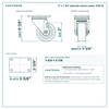 3 x 1-1/4 in phenolic swivel caster reference drawing, side, front and top plate views with dimensions