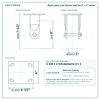 6 x 2 in  rigid caster reference drawing, side, front and top plate views with dimensions