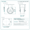 4 x 2 in phenolic rigid caster reference drawing, side, front and top plate views with dimensions