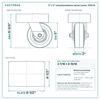 5 x 2 in red polyurethane swivel caster reference drawing, side, front and top plate views with dimensions