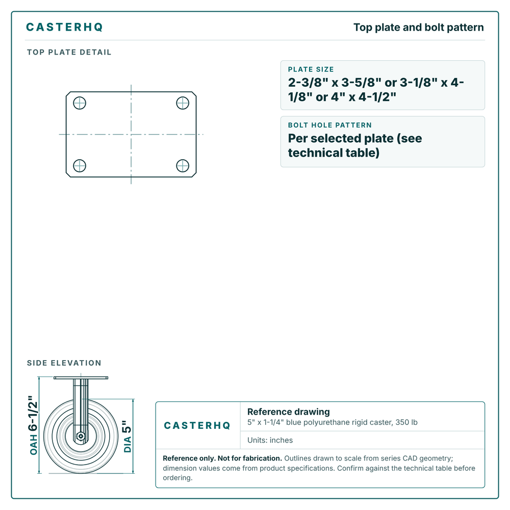 Top plate bolt pattern drawing, 2-3/8 x 3-5/8 or 3-1/8 x 4-1/8 or 4 x 4-1/2 plate