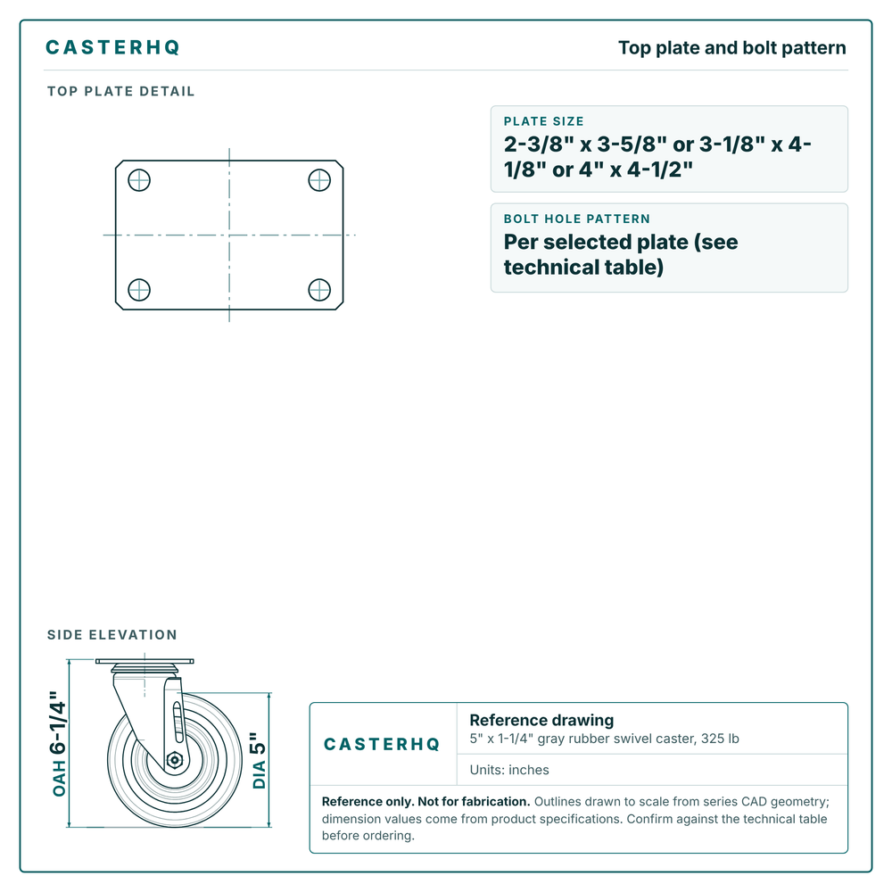 Top plate bolt pattern drawing, 2-3/8 x 3-5/8 or 3-1/8 x 4-1/8 or 4 x 4-1/2 plate