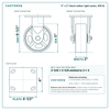 5 x 2 in black rubber rigid caster reference drawing, side, front and top plate views with dimensions