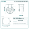 5 x 2 in blue polyurethane rigid caster reference drawing, side, front and top plate views with dimensions