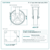 8 x 2 in gray rubber rigid caster reference drawing, side, front and top plate views with dimensions
