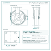 8 x 2 in polyolefin rigid caster reference drawing, side, front and top plate views with dimensions