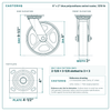 8 x 2 in blue polyurethane swivel caster reference drawing, side, front and top plate views with dimensions