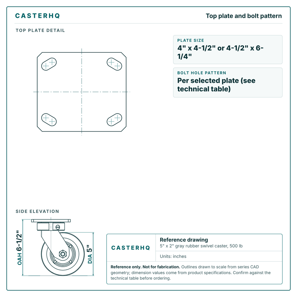 Top plate bolt pattern drawing, 4 x 4-1/2 or 4-1/2 x 6-1/4 plate