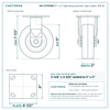 HD-HTP62RC 6 x 2 in high temp phenolic rigid caster reference drawing, side, front and top plate views with dimensions