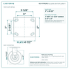 HD-HTP62RC top plate bolt pattern drawing, 4 x 4-1/2 in plate, slotted bolt holes