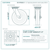HD-HTP82SC 8 x 2 in high temp phenolic swivel caster reference drawing, side, front and top plate views with dimensions