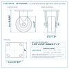 HD-HTSO4ASR 4 x 2 in high temp phenolic rigid caster reference drawing, 600 lb per caster (set of 4: 2 swivel + 2 rigid), side, front and top plate views with dimensions