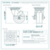 HD-HTSO4ASRB 4 x 2 in high temp phenolic side lock swivel caster reference drawing, 600 lb per caster (set of 4: 2 side lock swivel + 2 rigid), side, front and top plate views with dimensions