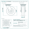HD-HTSO6ASB 6 x 2 in high temp phenolic swivel caster reference drawing, 900 lb per caster (set of 4: 2 side lock swivel + 2 swivel), side, front and top plate views with dimensions