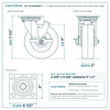 HD-HTSO6ASB46 6 x 2 in high temp phenolic side lock swivel caster reference drawing, 900 lb per caster (set of 4: 4 side lock swivel), side, front and top plate views with dimensions