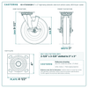 HD-HTSO8ASB4 8 x 2 in high temp phenolic side lock swivel caster reference drawing, 900 lb per caster (set of 4: 4 side lock swivel), side, front and top plate views with dimensions