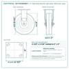 HD-HTSO8ASRB 8 x 2 in high temp phenolic rigid caster reference drawing, 900 lb per caster (set of 4: 2 side lock swivel + 2 rigid), side, front and top plate views with dimensions