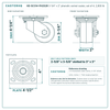 3-1/4" x 2" phenolic swivel caster reference drawing, side, front and top plate views with dimensions