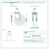 HDLDBSP514-118 5" x 1-1/4" blue solid polyurethane swivel stem caster, 300 lb reference drawing, side, front and stem views with dimensions