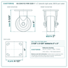 HQ-2040-PL1-PHR-2S2R 4 x 2 in phenolic rigid caster reference drawing, 800 lb per caster (set of 4: 2 swivel + 2 rigid), side, front and top plate views with dimensions