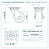 HQ-2040-PL1-PHR-2S2R 4 x 2 in phenolic swivel caster reference drawing, 800 lb per caster (set of 4: 2 swivel + 2 rigid), side, front and top plate views with dimensions