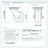 HQ-2040-PL1-PHR-4S 4 x 2 in phenolic swivel caster reference drawing, 800 lb per caster (set of 4: 4 swivel), side, front and top plate views with dimensions