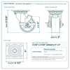HQ-2040-PL1-PIR-2SB2R-RS 4 x 2 in red polyurethane swivel caster with brake reference drawing, 700 lb per caster (set of 4: 2 swivel with brake + 2 rigid), side, front and top plate views with dimensions