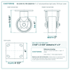 HQ-2040-PL1-PIR-2SB2R-RS 4 x 2 in red polyurethane rigid caster reference drawing, 700 lb per caster (set of 4: 2 swivel with brake + 2 rigid), side, front and top plate views with dimensions