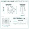 HQ-2050-PL1-PHR-2S2R 5 x 2 in phenolic swivel caster reference drawing, 800 lb per caster (set of 4: 2 swivel + 2 rigid), side, front and top plate views with dimensions
