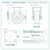HQ-2050-PL1-PHR-2SB2R 5 x 2 in phenolic rigid caster reference drawing, 1,000 lb per caster (set of 4: 2 swivel with brake + 2 rigid), side, front and top plate views with dimensions