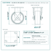 HQ-2050-PL1-PIR-2SB2R-RS 5 x 2 in red polyurethane rigid caster reference drawing, 1,000 lb per caster (set of 4: 2 swivel with brake + 2 rigid), side, front and top plate views with dimensions