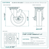 HQ-2060-PL1-PHR-2S2B2S 6 x 2 in phenolic swivel caster with brake reference drawing, 1,250 lb per caster (set of 4: 2 swivel with brake + 2 swivel), side, front and top plate views with dimensions