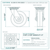 HQ-2060-PL1-PHR-2S2B2S 6 x 2 in phenolic swivel caster reference drawing, 1,250 lb per caster (set of 4: 2 swivel with brake + 2 swivel), side, front and top plate views with dimensions