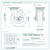 HQ-2060-PL1-PHR-2SB2R 6 x 2 in phenolic swivel caster with brake reference drawing, 900 lb per caster (set of 4: 2 swivel with brake + 2 rigid), side, front and top plate views with dimensions